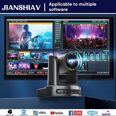 4K 30 إطارًا في الثانية من كاميرا NDI PTZ ، تتبع AI AI AUTO ، ZOOM البصري 20x ، وذلك ، وذلك في ألوان الحياة ، POE ، HDMI ، USB ، SDI ، IP Camera for Church Services Education VMIX OBS (JS520USH4K in Kuwait