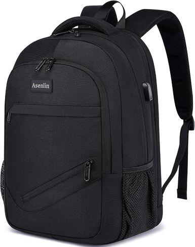 Asenlin Travel Laptop Backpack for Women & Men,Water Resistant Business Slim Sturdy Laptops Backpack with USB Charging Port,Fits 15.6 Inch Notebook College School Computer Bag-Black in Kuwait