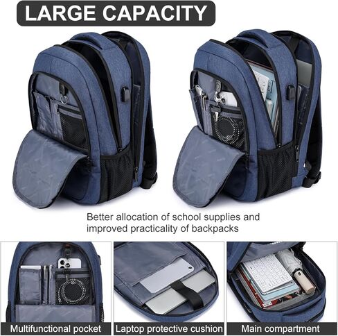 حقيبة ظهر لأجهزة الكمبيوتر المحمولة Asenlin Travel للنساء والرجال ، والأعمال المحمولة ذات الأعمال المحمولة القوية المحمولة سليمة حقيبة ظهر محمولة مع ميناء شحن USB ، وتناسب 15.6 بوصة كوليدر in Kuwait