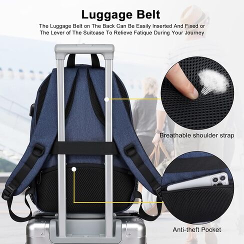 حقيبة ظهر لأجهزة الكمبيوتر المحمولة Asenlin Travel للنساء والرجال ، والأعمال المحمولة ذات الأعمال المحمولة القوية المحمولة سليمة حقيبة ظهر محمولة مع ميناء شحن USB ، وتناسب 15.6 بوصة كوليدر in Kuwait