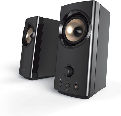 Creative T60 2.0 مكبرات صوت مكتب سطح المكتب HI-FI الإبداعي مع مربع حوار وحيط بواسطة Sound Blaster ، صوت USB-C ، موانئ ميكروفون وسماعات الرأس ، Bluetooth 5.0 ، ما يصل إلى 60 واط طاقة ذروة ، لأجهزة الكمبيوتر وأجهزة الكمبيوتر المحمولة (متجددة) in Kuwait