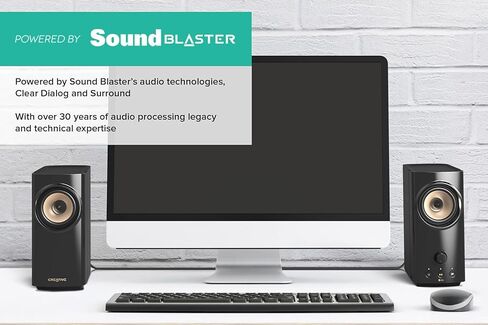 Creative T60 2.0 مكبرات صوت مكتب سطح المكتب HI-FI الإبداعي مع مربع حوار وحيط بواسطة Sound Blaster ، صوت USB-C ، موانئ ميكروفون وسماعات الرأس ، Bluetooth 5.0 ، ما يصل إلى 60 واط طاقة ذروة ، لأجهزة الكمبيوتر وأجهزة الكمبيوتر المحمولة (متجددة) in Kuwait