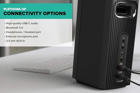 Creative T60 2.0 مكبرات صوت مكتب سطح المكتب HI-FI الإبداعي مع مربع حوار وحيط بواسطة Sound Blaster ، صوت USB-C ، موانئ ميكروفون وسماعات الرأس ، Bluetooth 5.0 ، ما يصل إلى 60 واط طاقة ذروة ، لأجهزة الكمبيوتر وأجهزة الكمبيوتر المحمولة (متجددة) in Kuwait