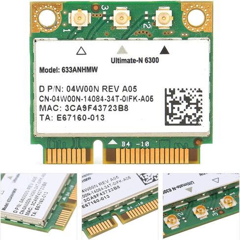 بطاقة Yunseity 6300 WIFI للفرقة المزدوجة 2.4 5 جيجا هرتز 450 ميجابت في الثانية من منفذ Mini PCI E ، نطاق قوي وسرعة ، الأفضل للبث والألعاب والأعمال التجارية ، الشاشة اللاسلكية in Kuwait