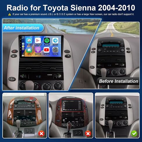 راديو سيارات Leadfan ل Toyota Sienna 2004-2010 ترقية استريو متوافقة مع Apple Carplay Android Auto لـ JBL ، 9 '' الشاشة التي تعمل باللمس wifi wifi gps mic camera swc mirrorlink in Saudi Arabia