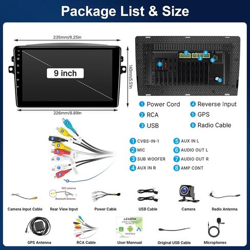 راديو سيارات Leadfan ل Toyota Sienna 2004-2010 ترقية استريو متوافقة مع Apple Carplay Android Auto لـ JBL ، 9 '' الشاشة التي تعمل باللمس wifi wifi gps mic camera swc mirrorlink in Saudi Arabia