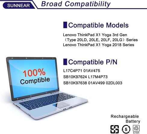 L17C4P71 01AV475 SB10K97624 استبدال بطارية الكمبيوتر المحمول لـ Lenovo ThinkPad X1 Yoga 3rd Gen Series 3520MAH L17M4P71 in Saudi Arabia