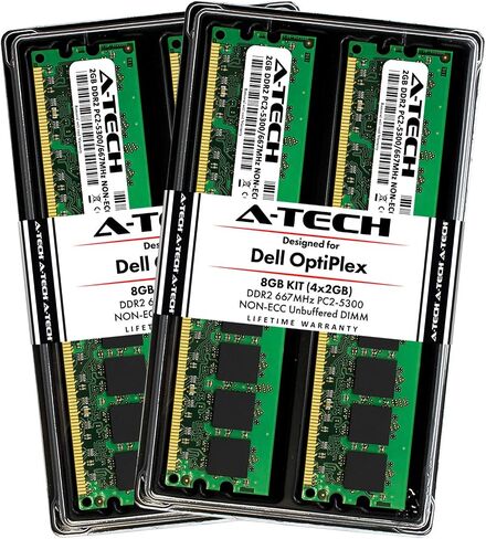 A-Tech 8GB (4x 2GB) MAX MEMORY RAM KIT لـ DELL OPTIPLEX 755 ، 745 ، 740 ، (MT ، DT ، SFF)-DDR2 667MHz PC2-5300 NONCC DIMM UPGRADE in Saudi Arabia