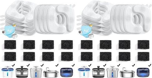 Veken Replacement Filters & Replacement Pre-Filter Sponges for 67oz, 95oz, 135oz Automatic Pet Fountain and 84oz Stainless Steel Cat Water Fountain Dog Water Dispenser in Kuwait