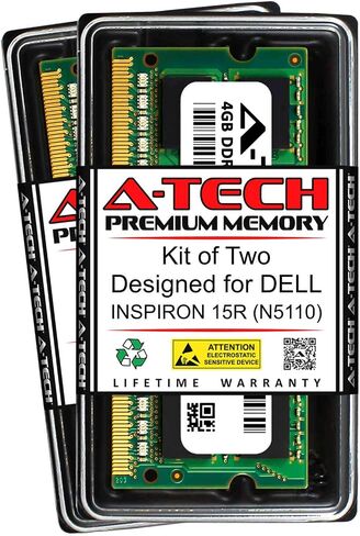 A-Tech 8GB (2 × 4 جيجا بايت) ذاكرة الوصول العشوائي لـ Dell Inspiron 15R (N5110) | DDR3 1333MHz SODIMM PC3-10600 204-PIN مجموعة ترقية الذاكرة in Saudi Arabia