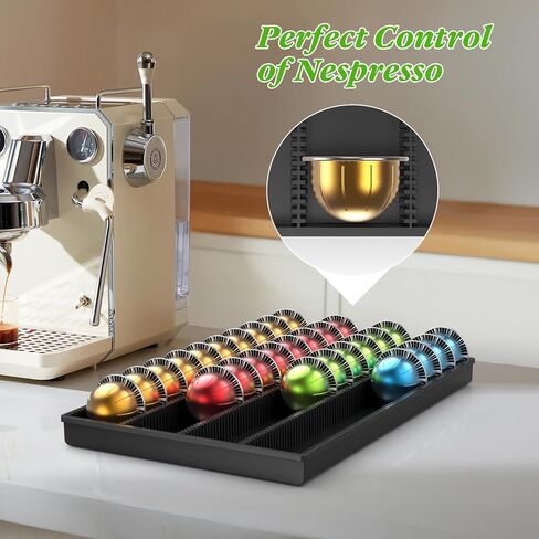 حامل تخزين القهوة POD ， لكبسولات Nespresso Vertuo - منظم مميز لدرج القهوة المدمج المصمم لاستخدام العداد （أسود） in Saudi Arabia