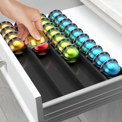 حامل تخزين القهوة POD ， لكبسولات Nespresso Vertuo - منظم مميز لدرج القهوة المدمج المصمم لاستخدام العداد （أسود） in Saudi Arabia