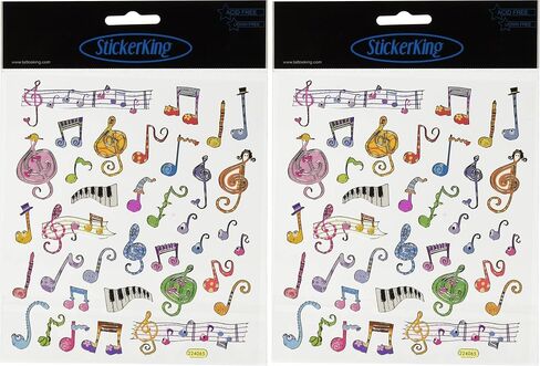 Tattoo King Multicolored Stickers, Music Notes (Pack of 2) in Saudi Arabia