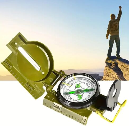 1PC Outdoor Survival Multifunctional Compass for Hiking Camping Travel Military Green, Green in Saudi Arabia