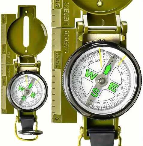 1PC Outdoor Survival Multifunctional Compass for Hiking Camping Travel Military Green, Green in Saudi Arabia