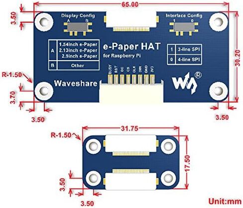 2.13 بوصة مرنة EN-ink Display Module INTERDENT Black/White SPI واجهة E-Paper E-paper لـ Raspberry PI 2B/3B/Zero/Zero W تدعم تحديثًا جزئيًا لعرض السطح المنحني in Saudi Arabia