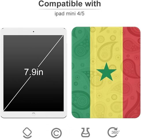 علبة علم Senegal Paisley مع حامل القلم Trifold Trifold Stand متوافق مع iPad Mini 4/5/6 Mini4/5 （7.9in） in Kuwait