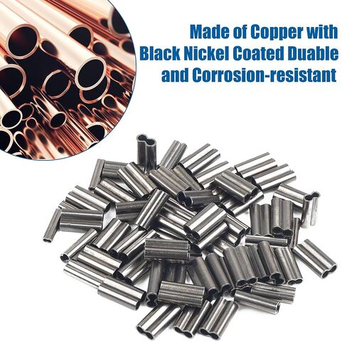 Wire Rope Fishing Crimp Sleeves Kit,Single and Double Barrel Brass Copper Crimping Sleeves Tubes Fishing Line Tube Connector Assortment Kit Box for Leader Rigging (Single Crimp Sleeves - 500pcs) in Saudi Arabia