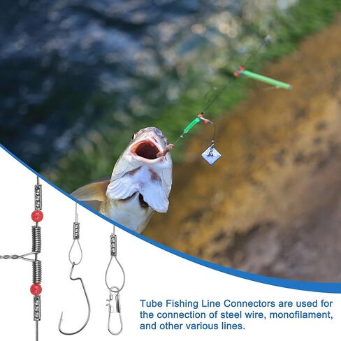 Wire Rope Fishing Crimp Sleeves Kit,Single and Double Barrel Brass Copper Crimping Sleeves Tubes Fishing Line Tube Connector Assortment Kit Box for Leader Rigging (Single Crimp Sleeves - 500pcs) in Saudi Arabia
