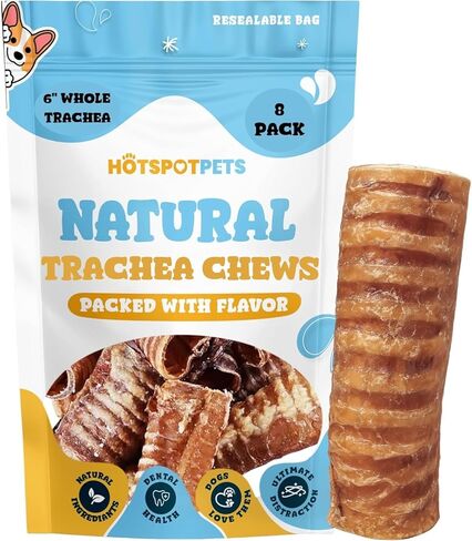 hotspot pets Premium 12'' Beef Trachea for Dogs Large - All Natural Long Lasting Dog Chews Rich in Glucosamine & Chondroitin 100% Beef Chews Single Ingredient Grass Fed Dog Treats in Kuwait