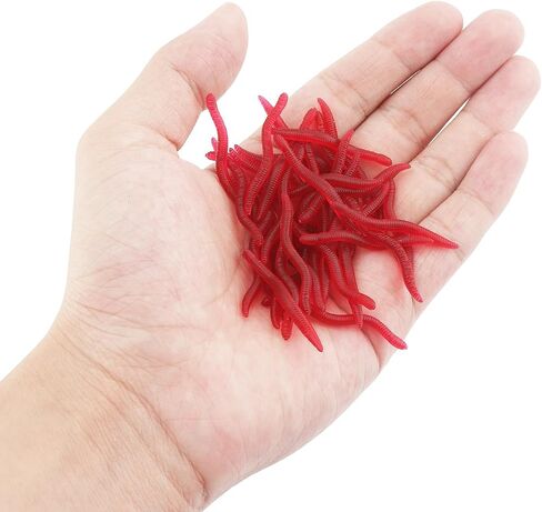 100pcs محاكاة دودة الأرض دودة مزيفة الصيد الناعمة ، سحر صغير من الصيد البلاستيك سحر الثروة الاصطناعية (1.5 بوصة) in Saudi Arabia