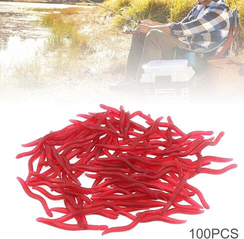 100pcs محاكاة دودة الأرض دودة مزيفة الصيد الناعمة ، سحر صغير من الصيد البلاستيك سحر الثروة الاصطناعية (1.5 بوصة) in Saudi Arabia