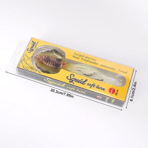 1pc 2.12oz طعم مضيء على شكل حبار مع خطاف لصيد الأسماك البحري ، إغراء وهمية ناع in Saudi Arabia