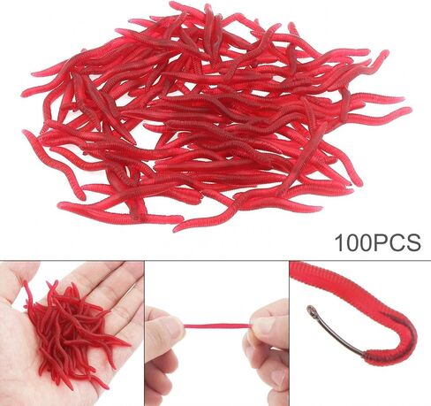 100pcs محاكاة دودة الأرض دودة مزيفة الصيد الناعمة ، سحر صغير من الصيد البلاستيك سحر الثروة الاصطناعية (1.5 بوصة) in Saudi Arabia