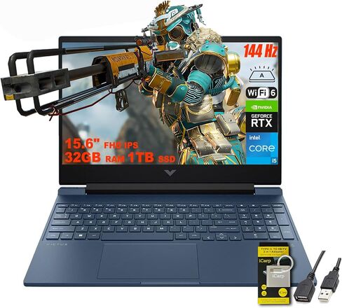 HP Victus 15.6" FHD 144Hz IPS Gaming Laptop, Intel 12th Gen Core i5-12450H, GeForce RTX3050, 32GB RAM, 1TB SSD, Backlit Keyboard, WiFi 6, TNR HD Camera, Dual Fan Cooling, Windows 11 w/ICP Accessory in Saudi Arabia