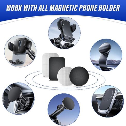 28 Pack Mix Replacement Metal Plates Set for Car Phone Holder,Round and Rectangular Metal Plates with Adhesive for Magnetic Mount,Round Phone Magnets Plate for Back of Phones in Kuwait