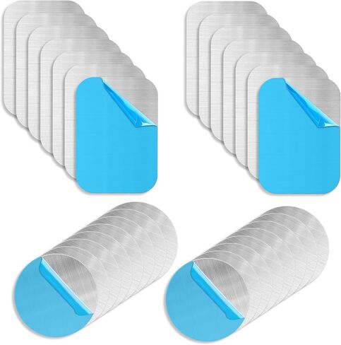 28 Pack Mix Replacement Metal Plates Set for Car Phone Holder,Round and Rectangular Metal Plates with Adhesive for Magnetic Mount,Round Phone Magnets Plate for Back of Phones in Kuwait