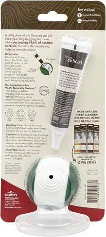 TropiClean Enticers Kong Dental Ball Kit for Large Dogs | Teeth Cleaning Gel | Smoked Beef Brisket Flavor | 1 oz. in Kuwait