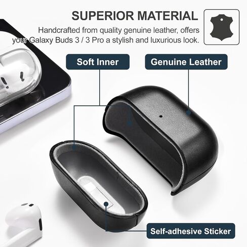 ICARER Earphone Case Compatible for Galaxy Buds 3/ Buds 3 Pro, Genuine Leather Case and Led Light Visible for Samsung Buds 3/3 Pro 2025(Brown) in Saudi Arabia