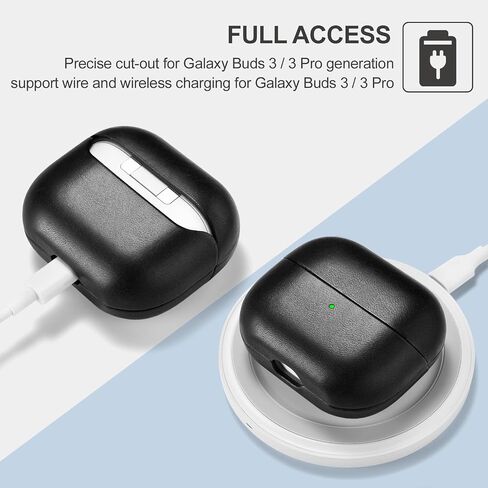 ICARER Earphone Case Compatible for Galaxy Buds 3/ Buds 3 Pro, Genuine Leather Case and Led Light Visible for Samsung Buds 3/3 Pro 2025(Brown) in Saudi Arabia