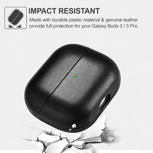 ICARER Earphone Case Compatible for Galaxy Buds 3/ Buds 3 Pro, Genuine Leather Case and Led Light Visible for Samsung Buds 3/3 Pro 2025(Brown) in Saudi Arabia