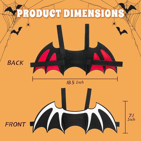 Halloween Cat Bat Wings Costume Pet Cosplay Vampire Dress Up Apparel Small Dog Christmas Clothes Bat Skeleton Bone Wing with Kitten Puppy Skull Back Tie Decoration & Traction Rope Fixing Holes in Kuwait