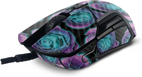 MightySkins Carbon Fiber Skin Compatible with SteelSeries Rival 5 Gaming Mouse - Crystalline Roses | Protective, Durable Textured Carbon Fiber Finish | Easy to Apply | Made in The USA in Saudi Arabia