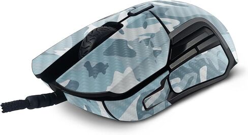MightySkins Carbon Fiber Skin Compatible with SteelSeries Rival 5 Gaming Mouse - Arctic Camouflage | Protective, Durable Textured Carbon Fiber Finish | Easy to Apply | Made in The USA in Saudi Arabia
