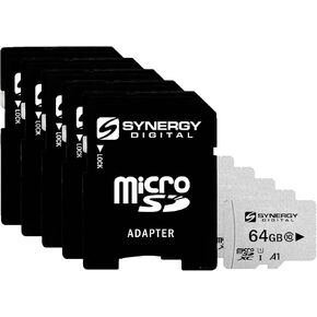 Synergy Digital 64GB Micro SDXC Secure Digital UHS -I بطاقات الذاكرة ، متوافقة مع Canon PowerShot V10 VLOG Digital Camera - الفئة 10 ، U1 ، 100 ميجابايت/ثانية ، 300 سلسلة - حزمة 5 in Kuwait