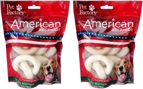 Pet Factory American Beefhide 3-3.5" Pretzels Dog Chew Treats - Natural Flavor, 4 Count/1 Pack in Saudi Arabia