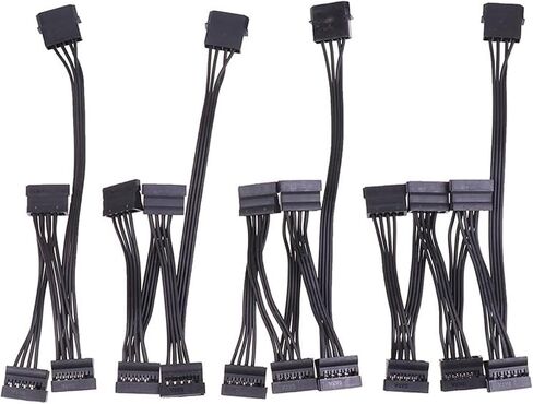 1pc 4 pin ذكر إلى Sata 15 دبوس كابل إمدادات الطاقة الإناث من 1 إلى 5 محرك أقراص صلبة من الحبل إلى 5-port 15pin sata cable (1 إلى 5 طرق) in Saudi Arabia