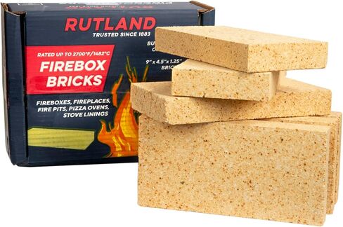 Rutland Soapstone Fire Bricks, Premium Firebricks for Wood-Burning Fireplaces & Woodstoves, Blue-Gray, 2,700+ F, Case of 6 in Kuwait
