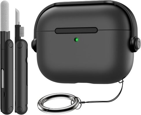 Timovo Case for AirPods Pro 3 (2025) مع قفل آمن وقذيفة صلبة ومقاومة للصدمات وتصميم سماعات رأس الموسيقى للجيش Apple Airpod Pro 3rd مع مجموعة Cleaning Kit & Keychain ، Black in Kuwait