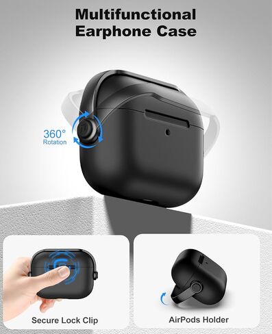 Timovo Case for AirPods Pro 3 (2025) مع قفل آمن وقذيفة صلبة ومقاومة للصدمات وتصميم سماعات رأس الموسيقى للجيش Apple Airpod Pro 3rd مع مجموعة Cleaning Kit & Keychain ، Black in Kuwait