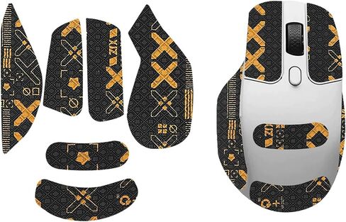 Mouse Grip Tape Full Coverage for Keychron M6, Mouse Anti Slip Grip Tape,Self-Adhesive PreCut Sweat-Resistant Professional Mice Upgrade Kit(Black&Gold) in Saudi Arabia