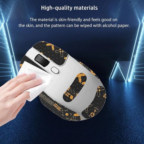 Mouse Grip Tape Full Coverage for Keychron M6, Mouse Anti Slip Grip Tape,Self-Adhesive PreCut Sweat-Resistant Professional Mice Upgrade Kit(Black&Gold) in Saudi Arabia