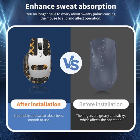 Mouse Grip Tape Full Coverage for Keychron M6, Mouse Anti Slip Grip Tape,Self-Adhesive PreCut Sweat-Resistant Professional Mice Upgrade Kit(Black&Gold) in Saudi Arabia