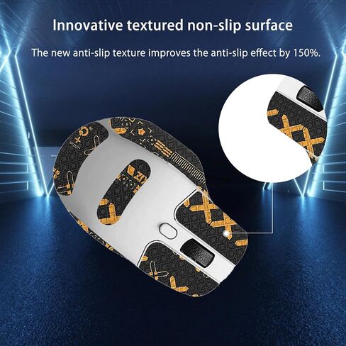 Mouse Grip Tape Full Coverage for Keychron M6, Mouse Anti Slip Grip Tape,Self-Adhesive PreCut Sweat-Resistant Professional Mice Upgrade Kit(Black&Gold) in Saudi Arabia