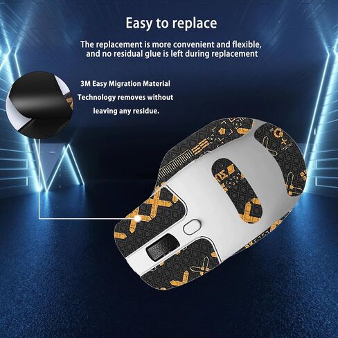 Mouse Grip Tape Full Coverage for Keychron M6, Mouse Anti Slip Grip Tape,Self-Adhesive PreCut Sweat-Resistant Professional Mice Upgrade Kit(Black&Gold) in Saudi Arabia