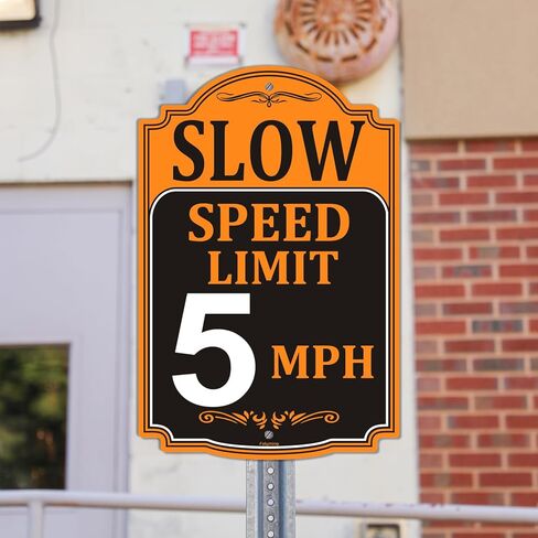 4 Pack Slow Speed Limit 5 MPH Sign, Slow Down Sign, 18 x 12 Inches Traffic Sign, Engineer Grade Metal Reflective Sturdy Rust Aluminum Waterproof Easy to Install in Kuwait